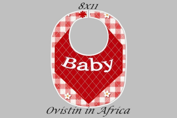Baby Red Gingham Adorable Baby Bib Large
