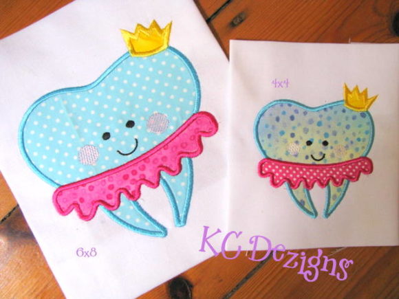 Tutu and Crown Tooth Embroidery Design